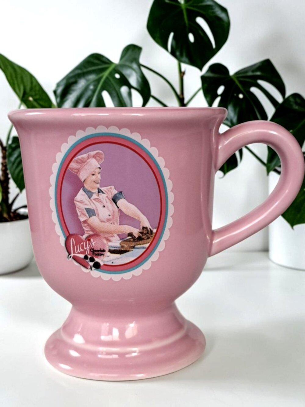 I Love Lucy Lucille Ball Pink 2006 Coffee Cup Pedestal Mug 12oz Candy Factory